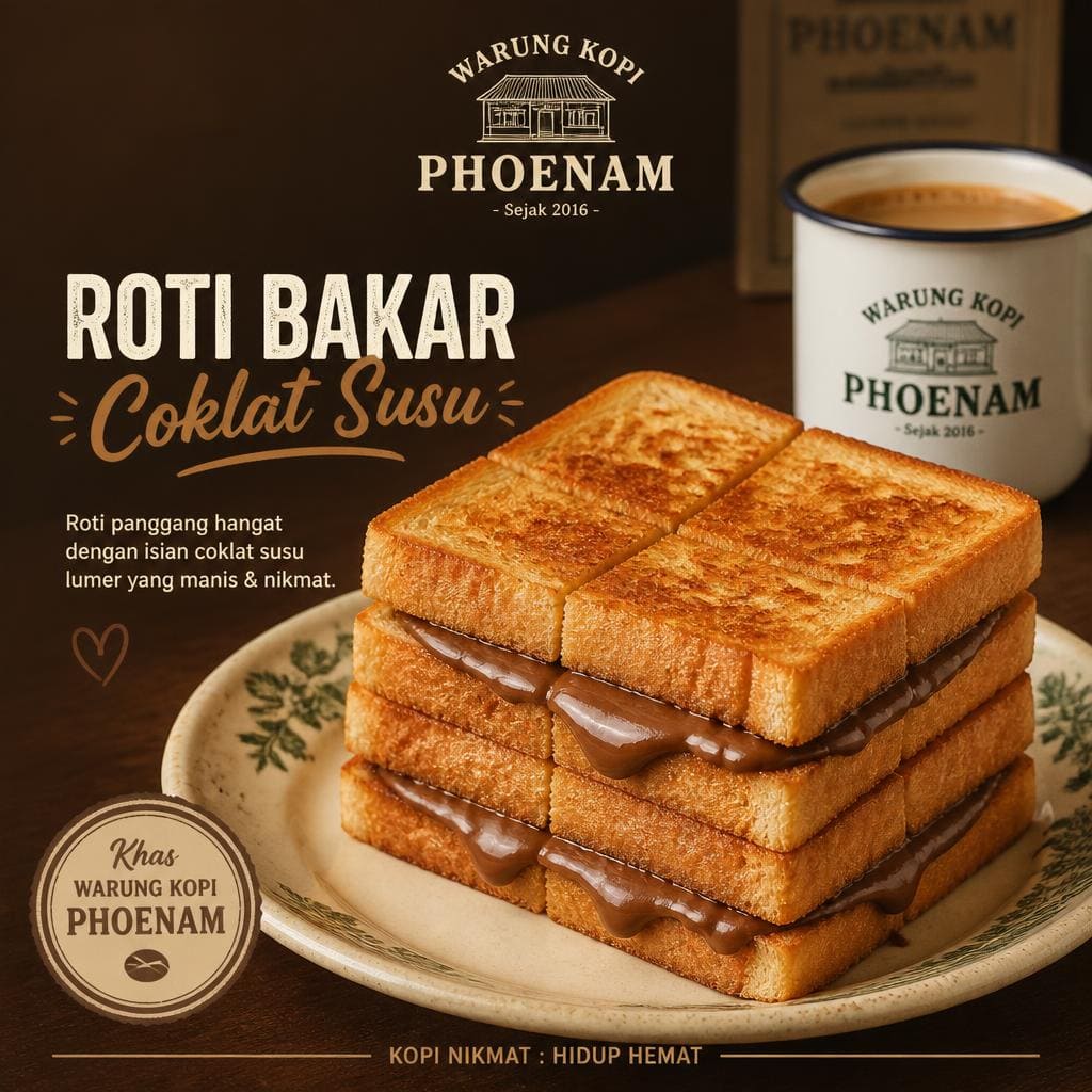 Roti Bakar Coklat Susu Warkop Phoenam